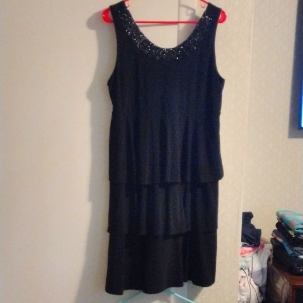 Tiana B. Black beaded tiered Dress